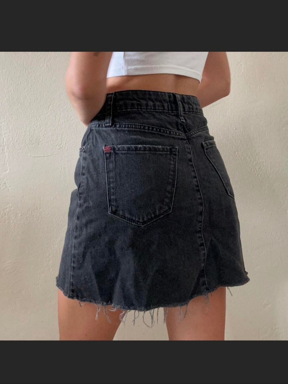 BDG Urban Outfitters High-rise Black Denim Distressed Mini Skirt Size Med - Picture 2 of 15